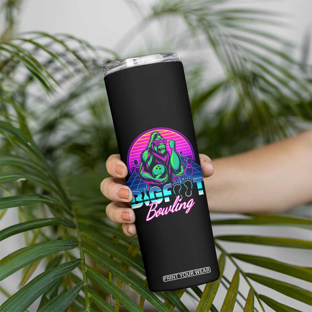 Funny Bigfoot Bowling Vaporwave Gift Skinny Tumbler TS12 Print Your Wear