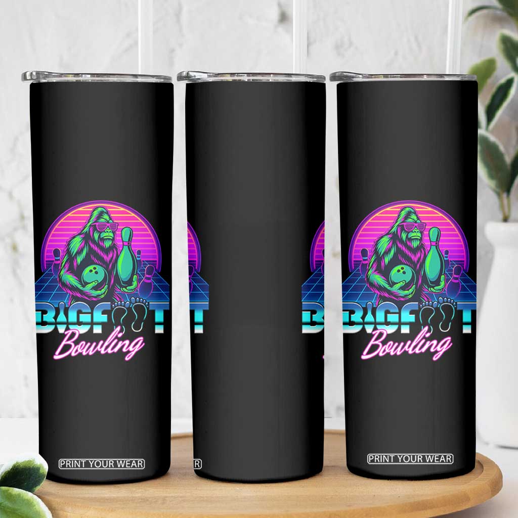 Funny Bigfoot Bowling Vaporwave Gift Skinny Tumbler TS12 Print Your Wear
