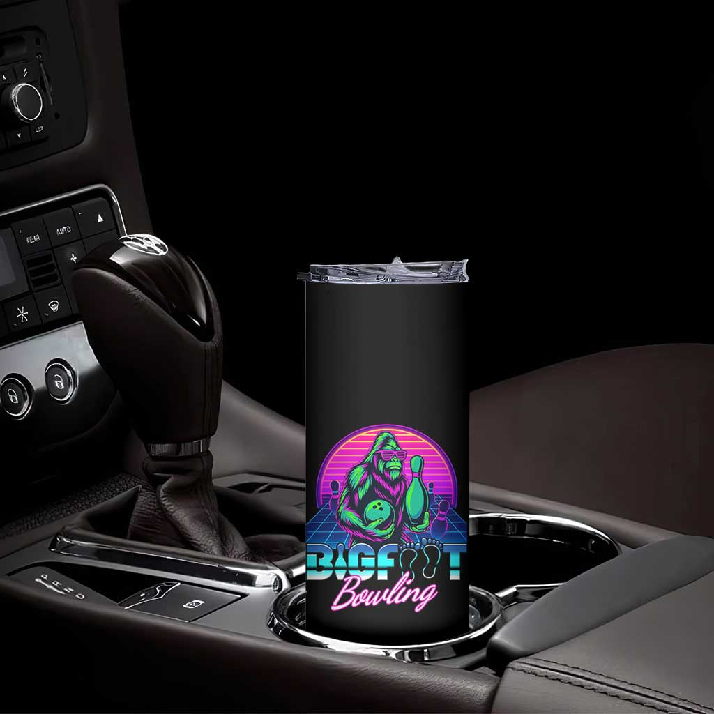 Funny Bigfoot Bowling Vaporwave Gift Skinny Tumbler TS12 Print Your Wear
