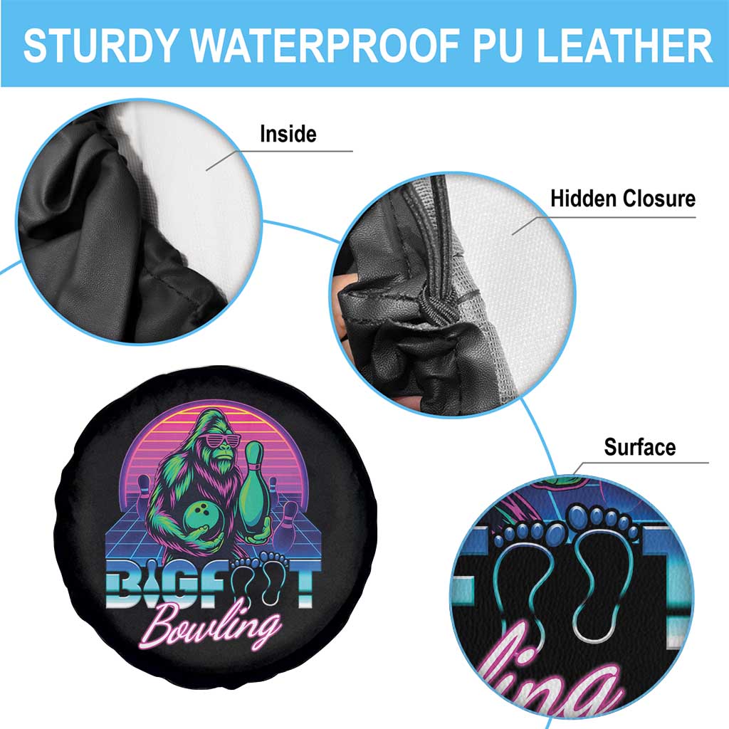 Funny Bigfoot Bowling Vaporwave Gift Spare Tire Cover TS12 Print Your Wear