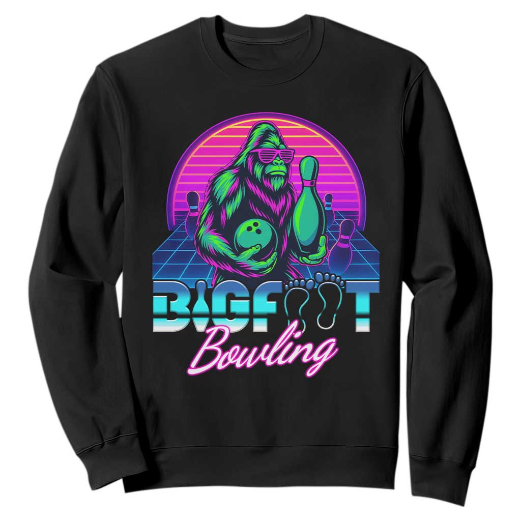 Funny Bigfoot Bowling Vaporwave Gift Sweatshirt TS12 Black Print Your Wear