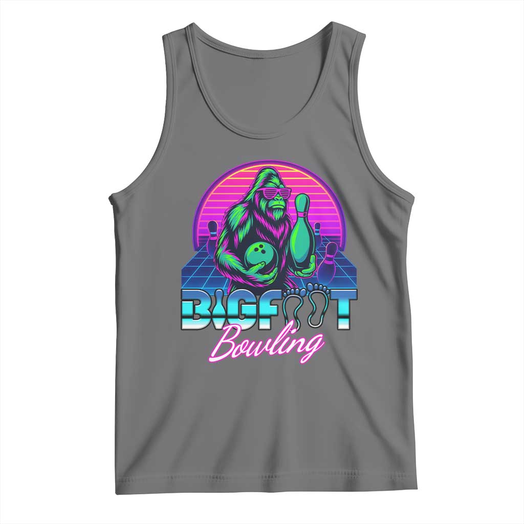 Funny Bigfoot Bowling Vaporwave Gift Tank Top TS12 Black Heather Print Your Wear