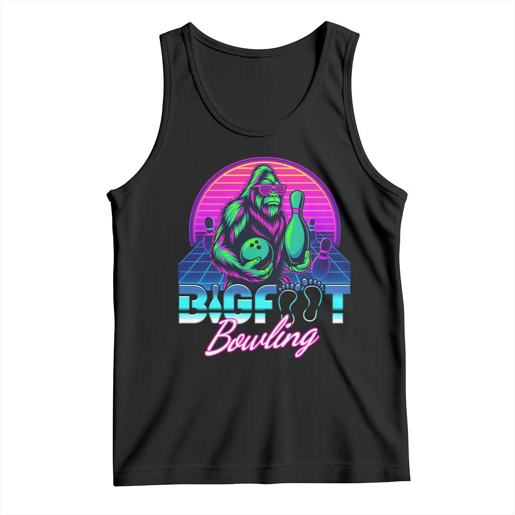 Funny Bigfoot Bowling Vaporwave Gift Tank Top TS12 Black Print Your Wear