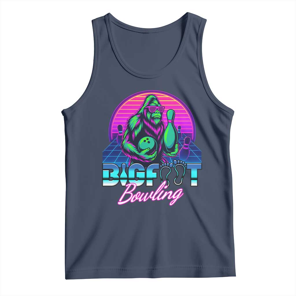 Funny Bigfoot Bowling Vaporwave Gift Tank Top TS12 Navy Print Your Wear