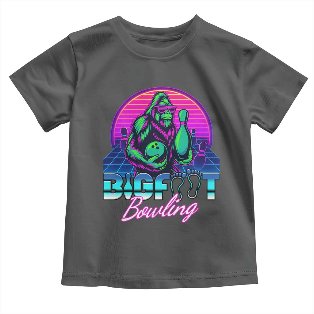 Funny Bigfoot Bowling Vaporwave Gift Toddler T Shirt TS12 Dark Heather Print Your Wear