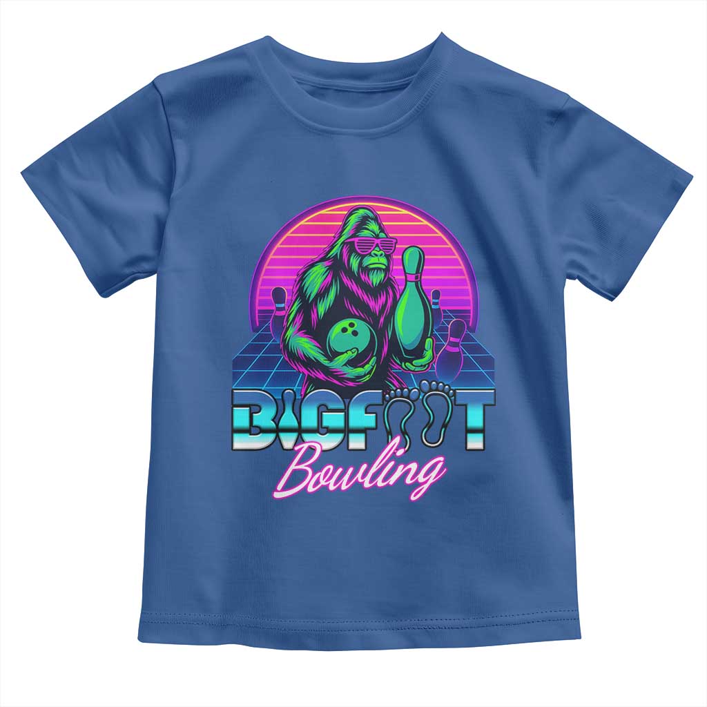Funny Bigfoot Bowling Vaporwave Gift Toddler T Shirt TS12 Royal Blue Print Your Wear