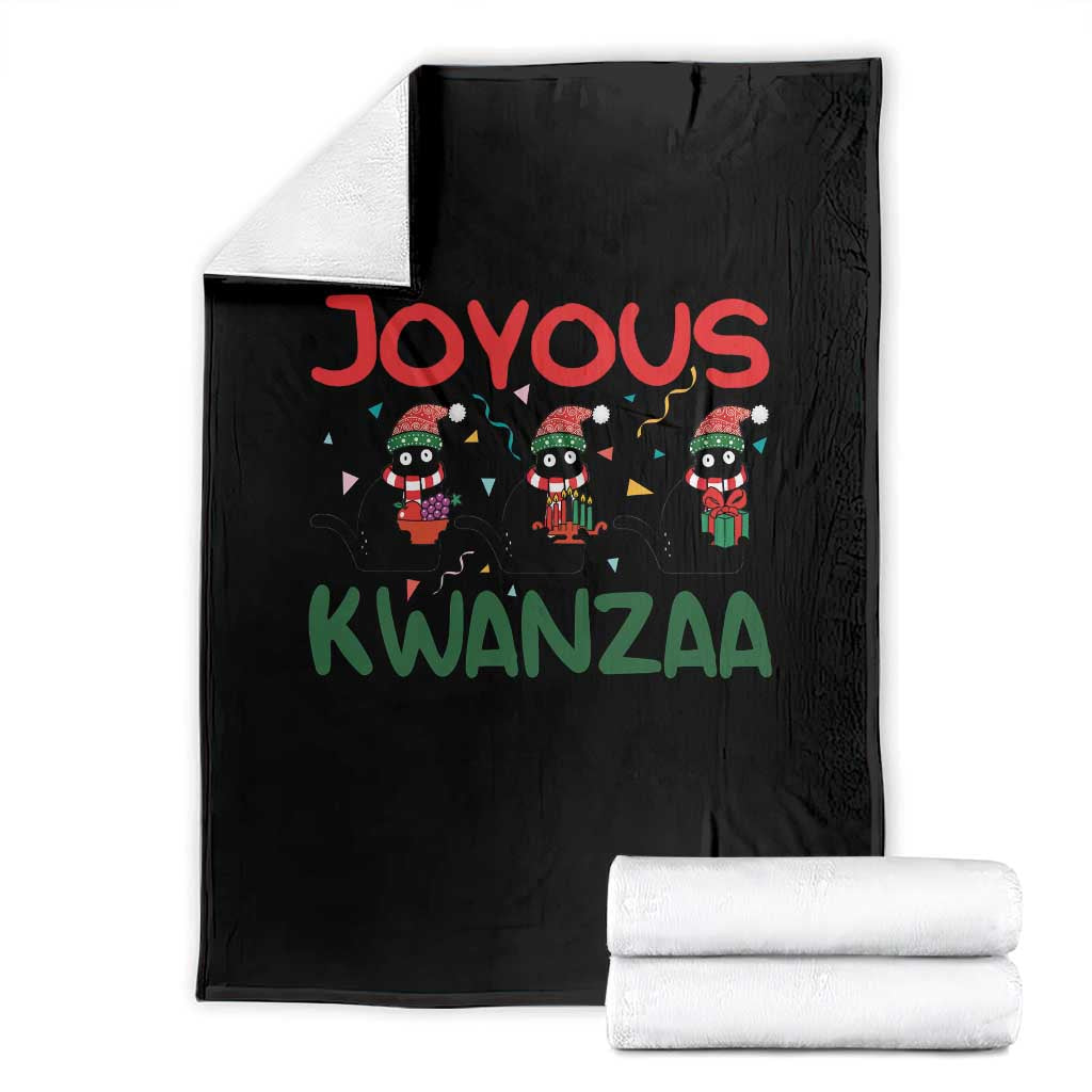 Joyous Kwanzaa Throw Blanket Funny Cats With Kinara And Presents Cultural Pride Gift TS12 Black Print Your Wear