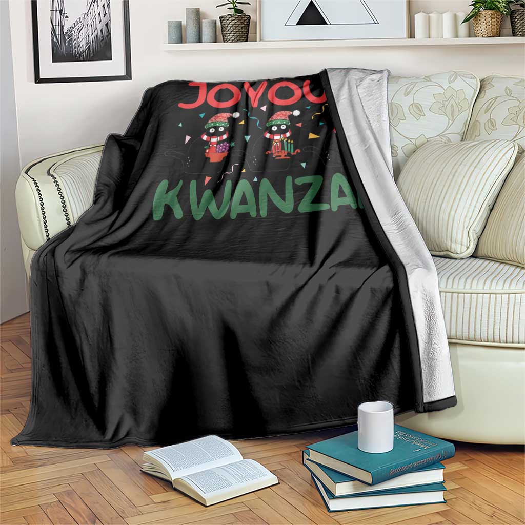 Joyous Kwanzaa Throw Blanket Funny Cats With Kinara And Presents Cultural Pride Gift TS12 Print Your Wear