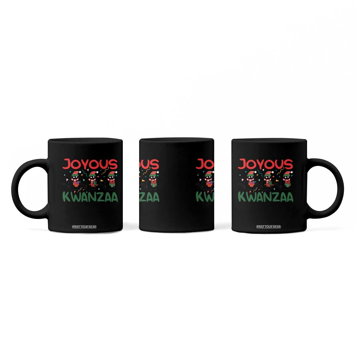 Joyous Kwanzaa Coffee Mug Funny Cats With Kinara And Presents Cultural Pride Gift TS12 Print Your Wear