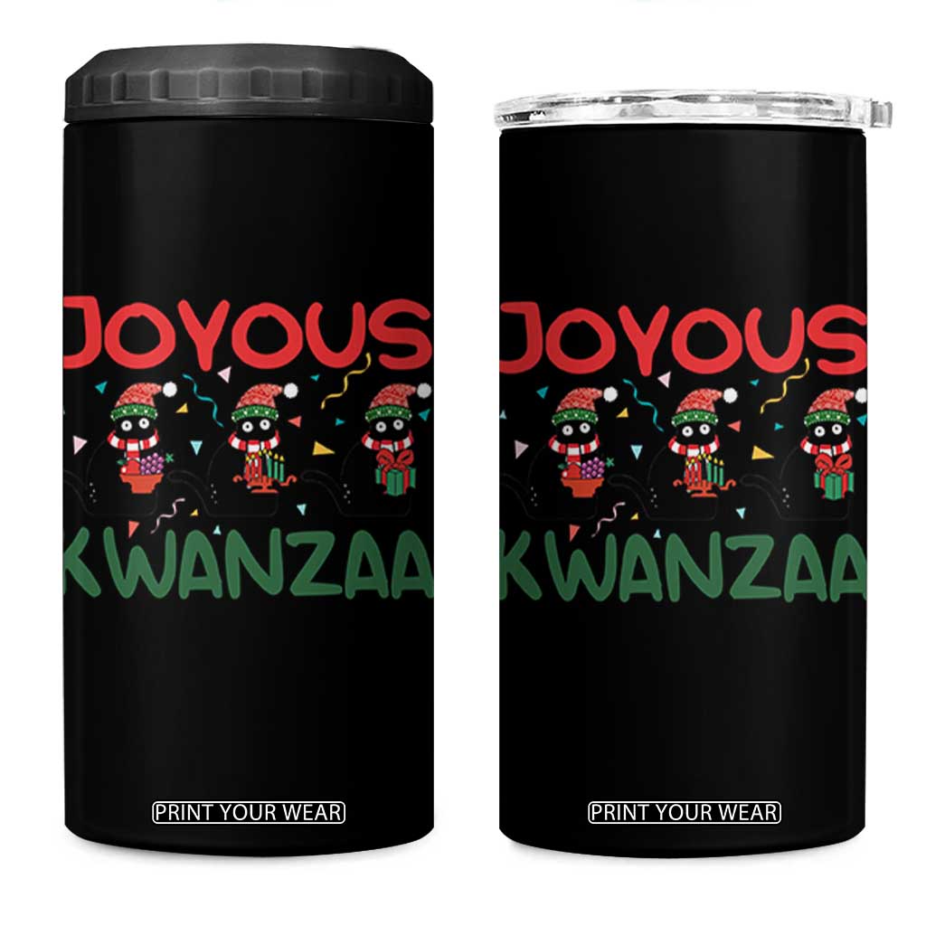 Joyous Kwanzaa 4 in 1 Can Cooler Tumbler Funny Cats With Kinara And Presents Cultural Pride Gift TS12 One Size: 16 oz Black Print Your Wear