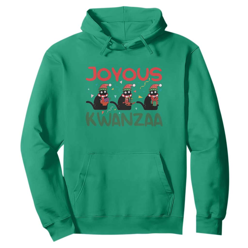 Joyous Kwanzaa Hoodie Funny Cats With Kinara And Presents Cultural Pride Gift TS12 Irish Green Print Your Wear