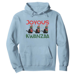 Joyous Kwanzaa Hoodie Funny Cats With Kinara And Presents Cultural Pride Gift TS12 Light Blue Print Your Wear
