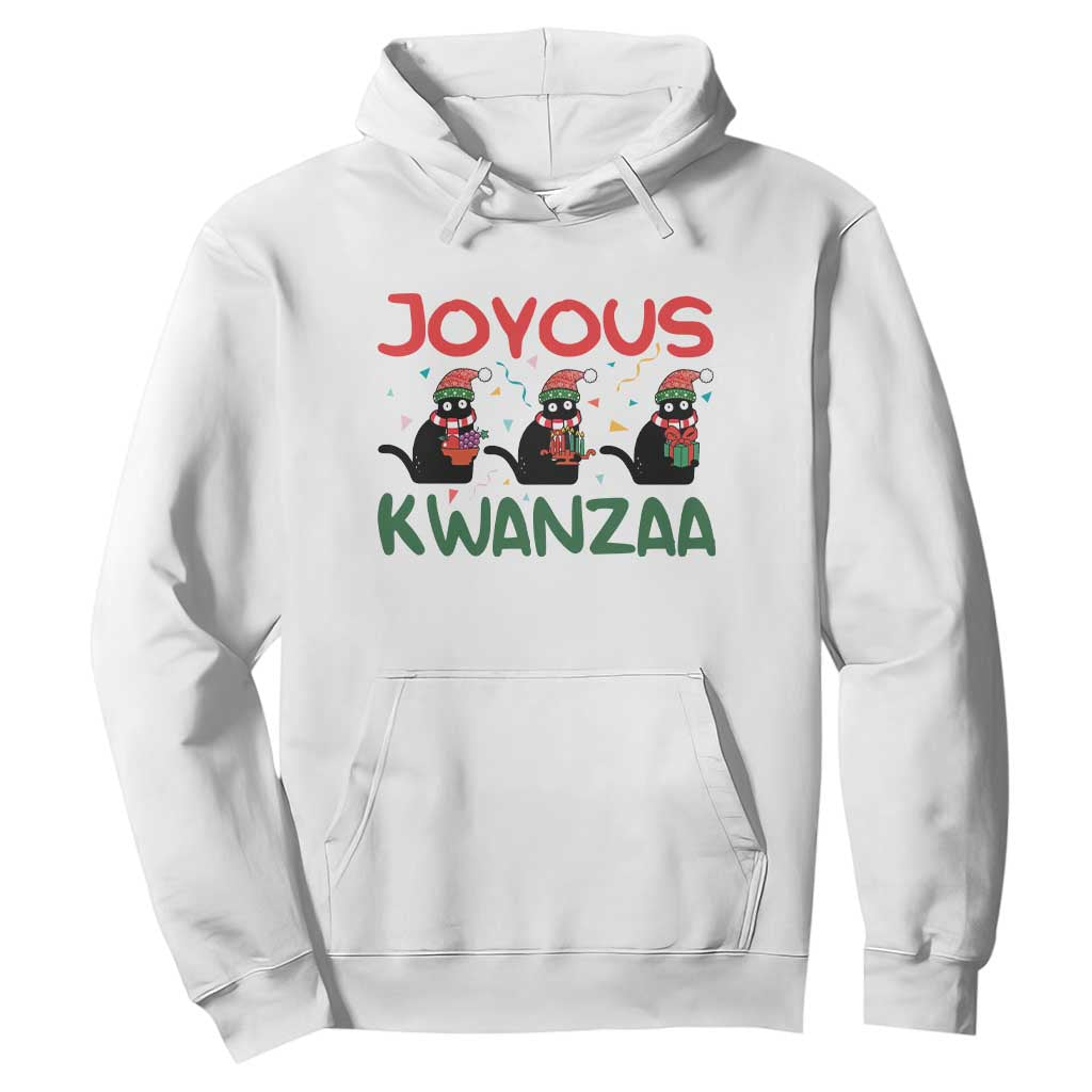 Joyous Kwanzaa Hoodie Funny Cats With Kinara And Presents Cultural Pride Gift TS12 White Print Your Wear