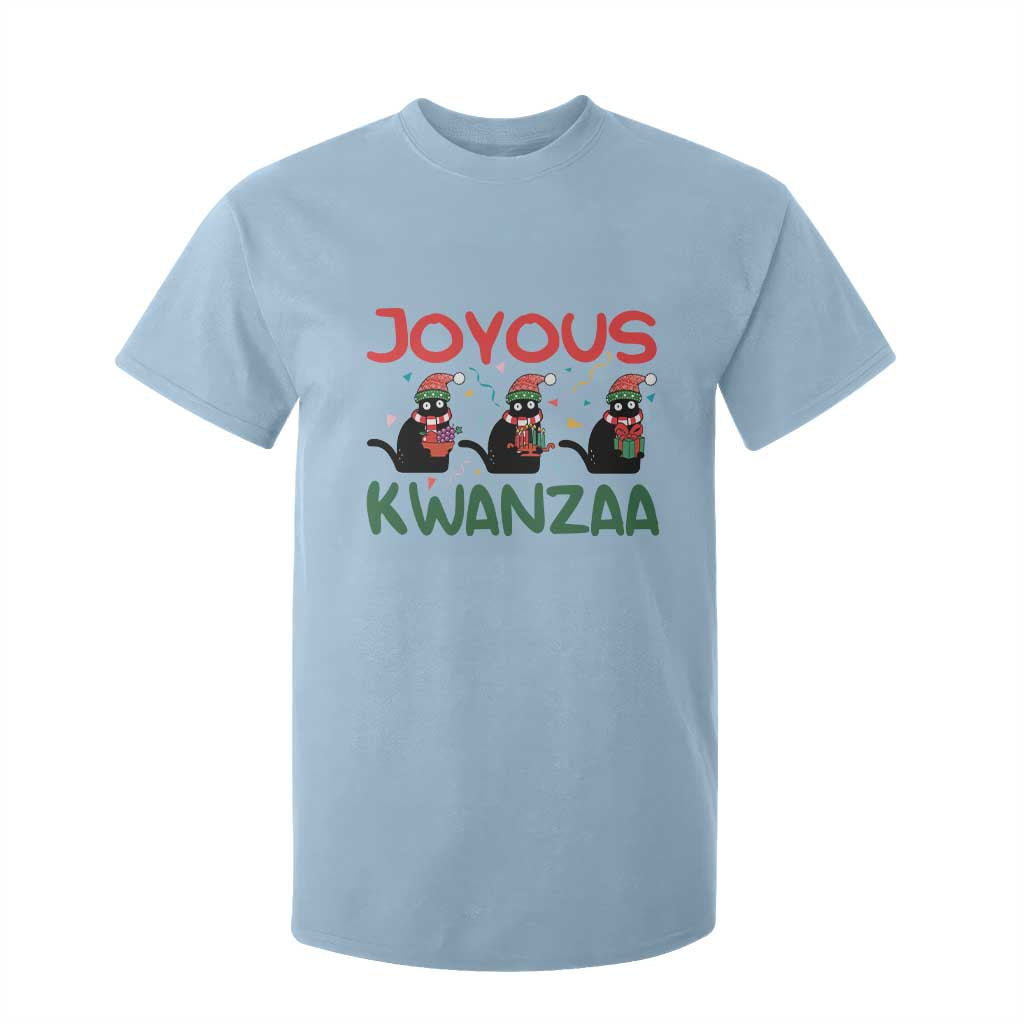 Joyous Kwanzaa T Shirt For Kid Funny Cats With Kinara And Presents Cultural Pride Gift TS12 Light Blue Print Your Wear