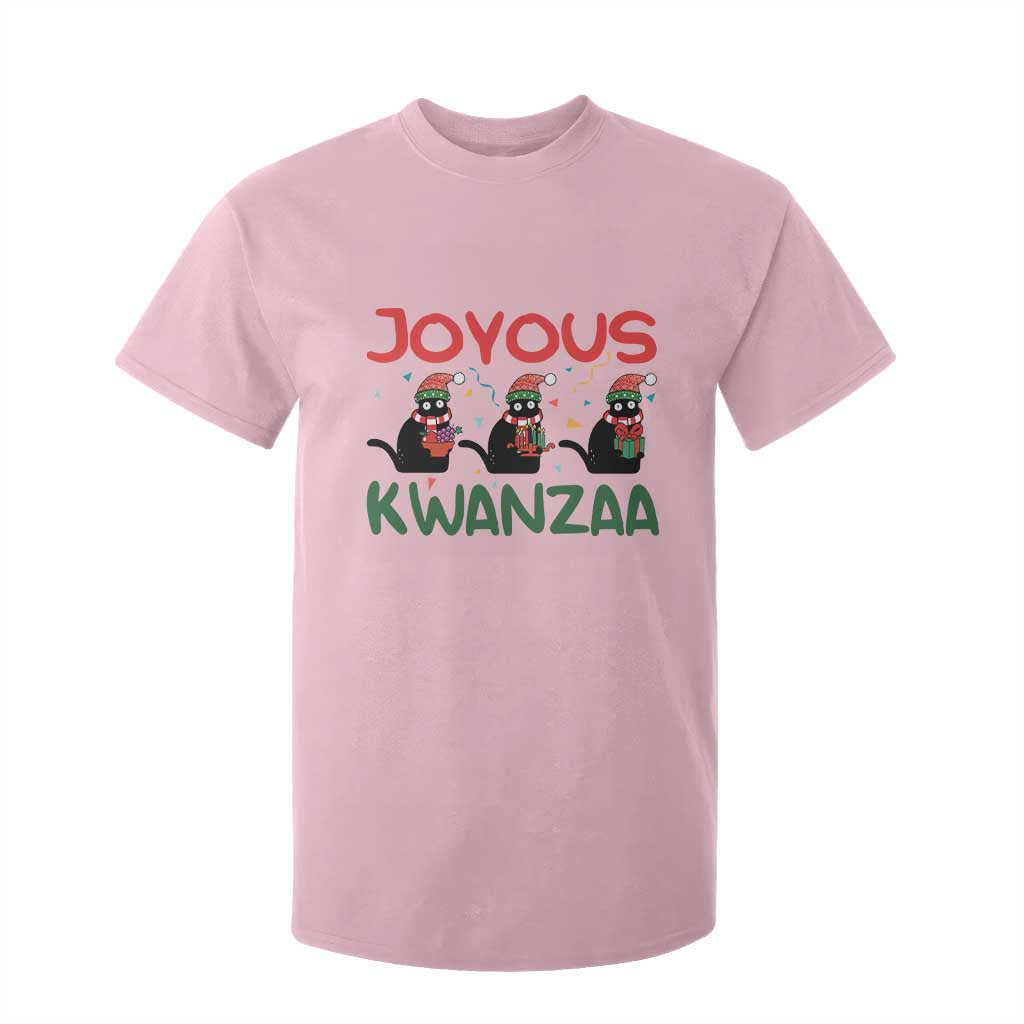 Joyous Kwanzaa T Shirt For Kid Funny Cats With Kinara And Presents Cultural Pride Gift TS12 Light Pink Print Your Wear