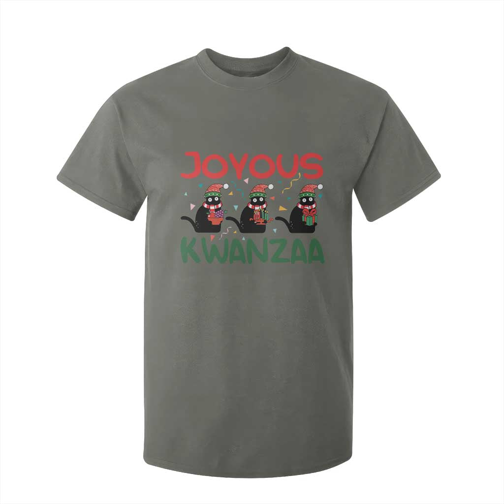 Joyous Kwanzaa T Shirt For Kid Funny Cats With Kinara And Presents Cultural Pride Gift TS12 Military Green Print Your Wear