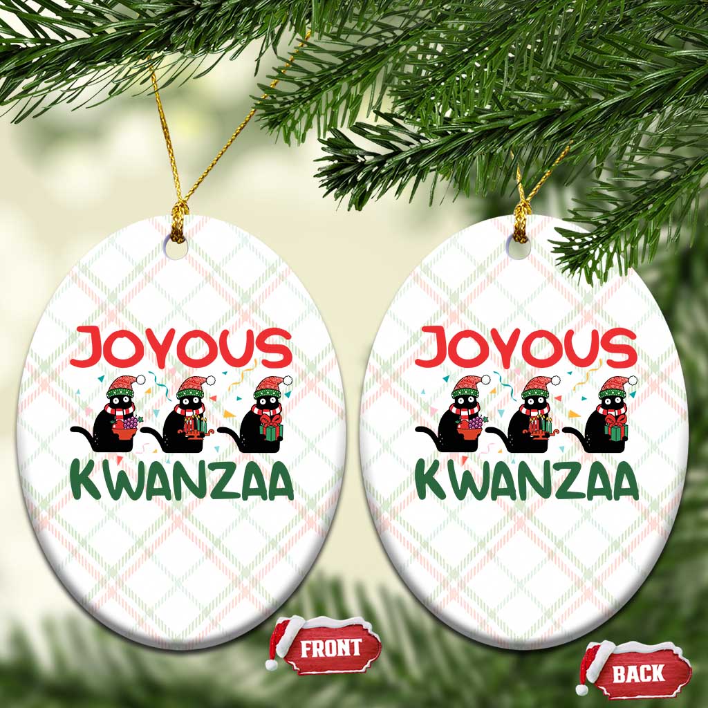 Joyous Kwanzaa Ceramic Ornament Funny Cats With Kinara And Presents Cultural Pride Gift TS12 Print Your Wear