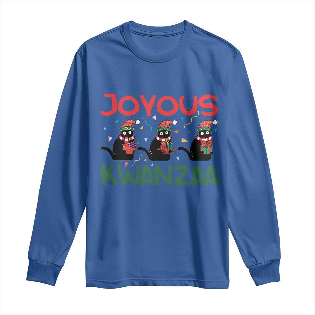 Joyous Kwanzaa Long Sleeve Shirt Funny Cats With Kinara And Presents Cultural Pride Gift TS12 Royal Blue Print Your Wear