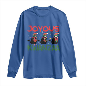 Joyous Kwanzaa Long Sleeve Shirt Funny Cats With Kinara And Presents Cultural Pride Gift TS12 Royal Blue Print Your Wear
