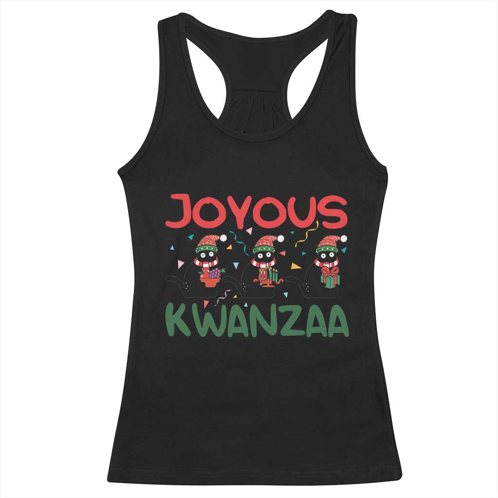 Joyous Kwanzaa Racerback Tank Top Funny Cats With Kinara And Presents Cultural Pride Gift TS12 Black Print Your Wear