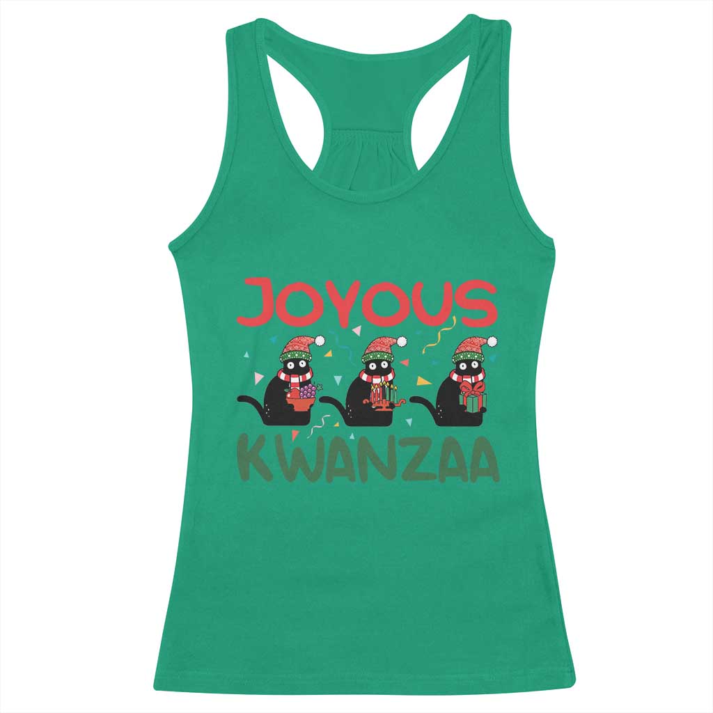 Joyous Kwanzaa Racerback Tank Top Funny Cats With Kinara And Presents Cultural Pride Gift TS12 Irish Green Print Your Wear