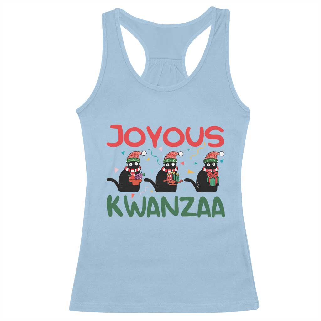 Joyous Kwanzaa Racerback Tank Top Funny Cats With Kinara And Presents Cultural Pride Gift TS12 Light Blue Print Your Wear