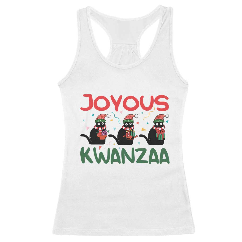 Joyous Kwanzaa Racerback Tank Top Funny Cats With Kinara And Presents Cultural Pride Gift TS12 White Print Your Wear