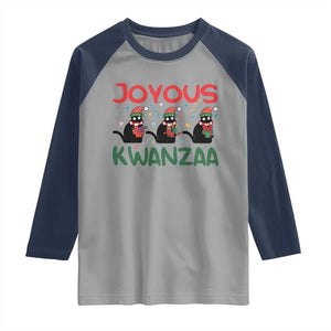 Joyous Kwanzaa Raglan Shirt Funny Cats With Kinara And Presents Cultural Pride Gift TS12 Sport Gray Navy Print Your Wear