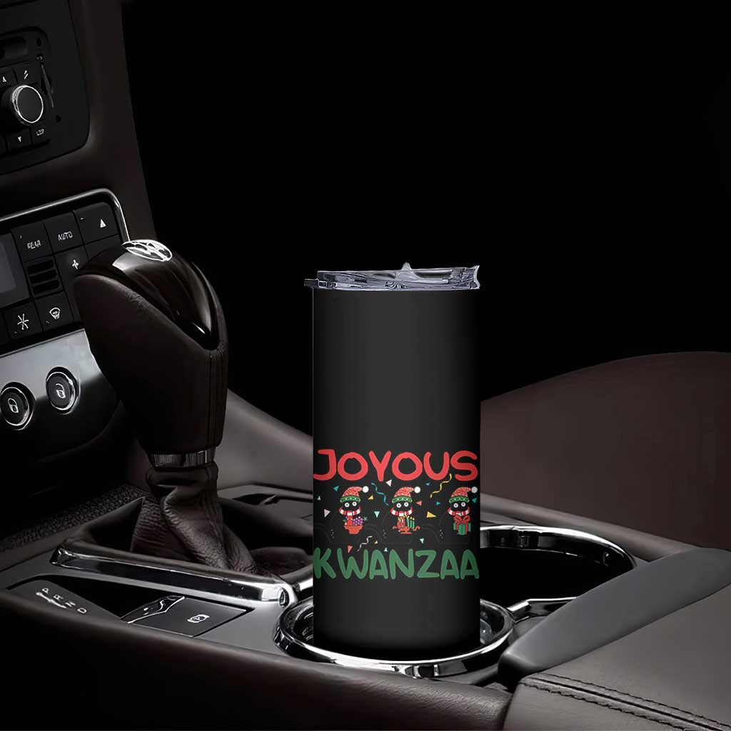 Joyous Kwanzaa Skinny Tumbler Funny Cats With Kinara And Presents Cultural Pride Gift TS12 Print Your Wear