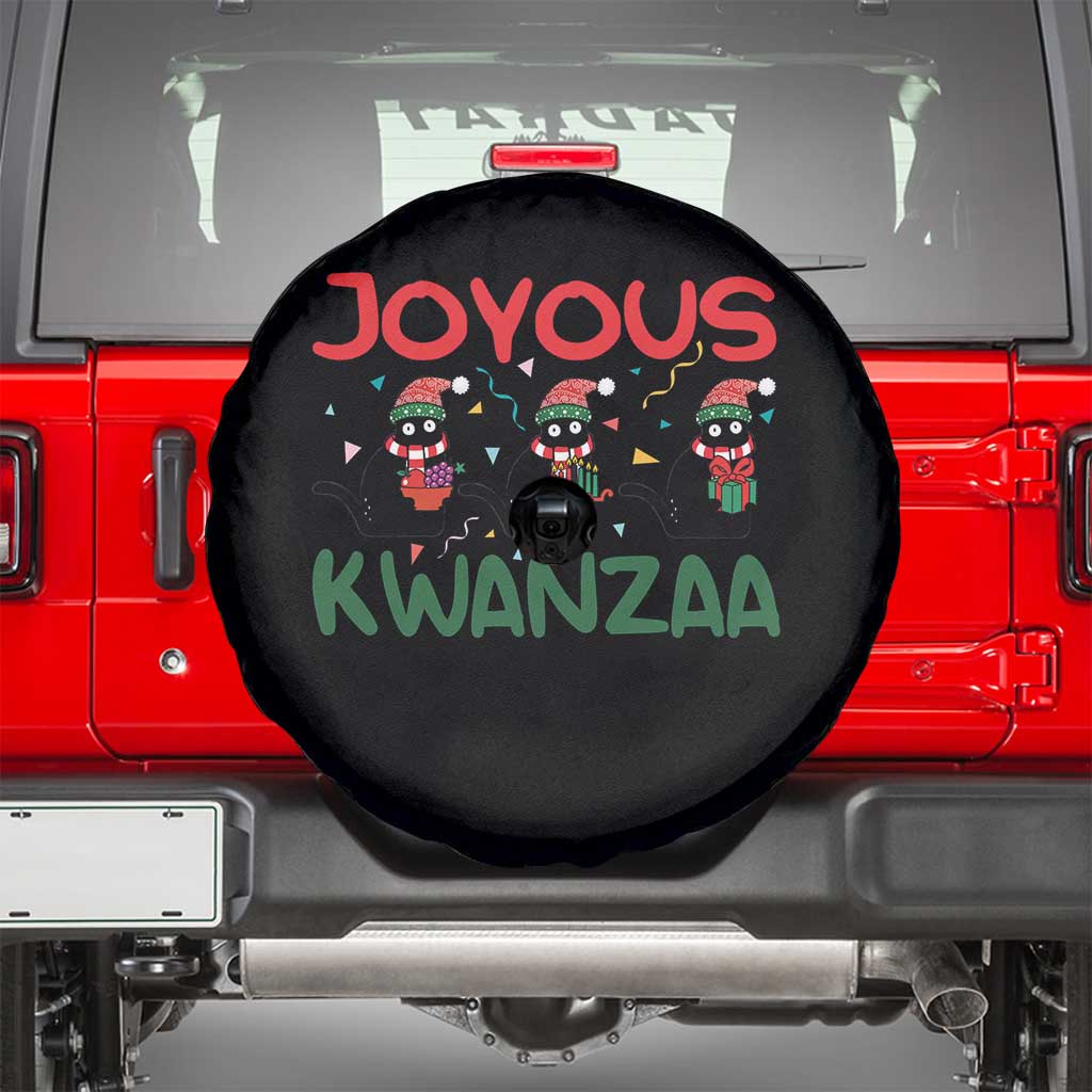 Joyous Kwanzaa Spare Tire Cover Funny Cats With Kinara And Presents Cultural Pride Gift TS12 Black Print Your Wear