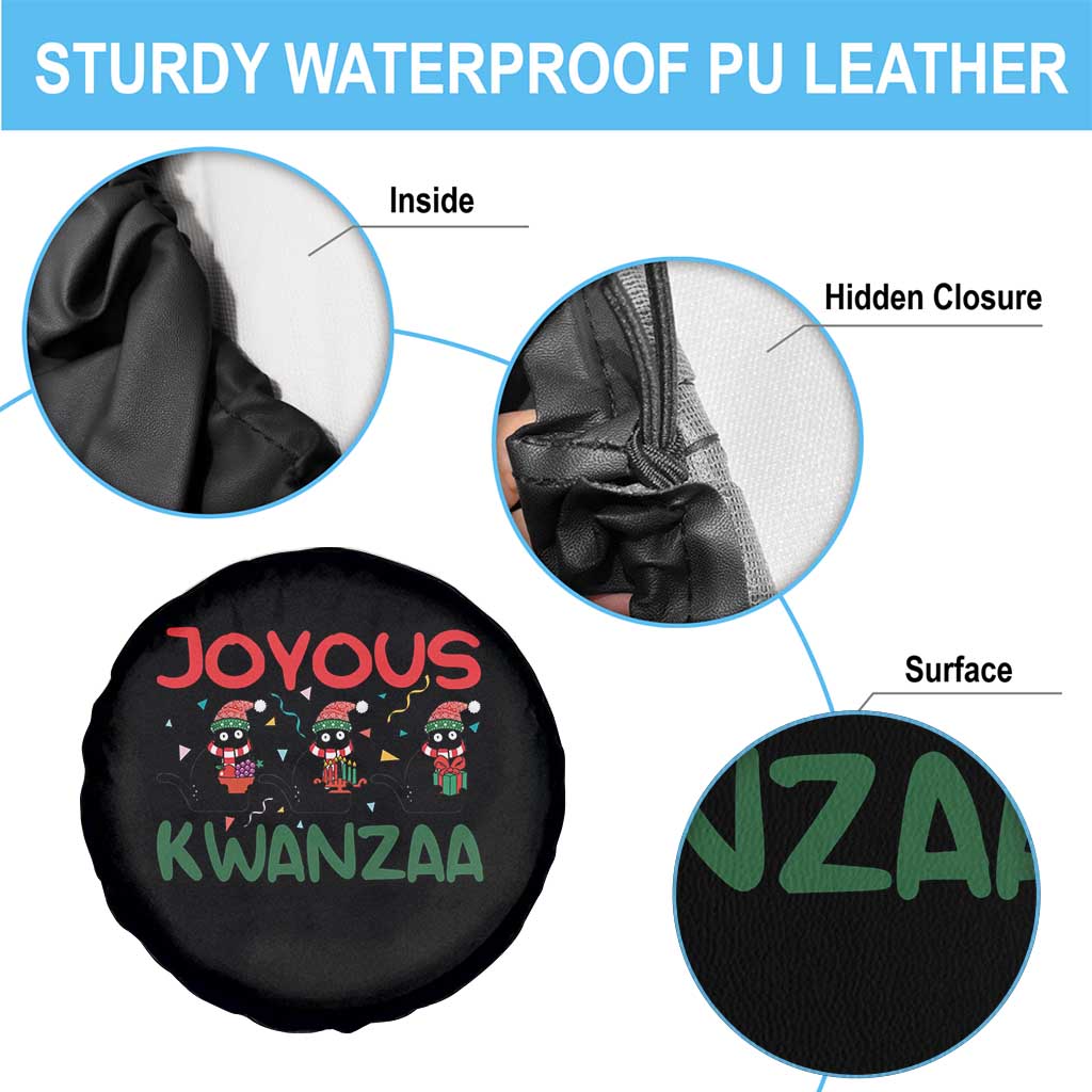 Joyous Kwanzaa Spare Tire Cover Funny Cats With Kinara And Presents Cultural Pride Gift - Print Your Wear