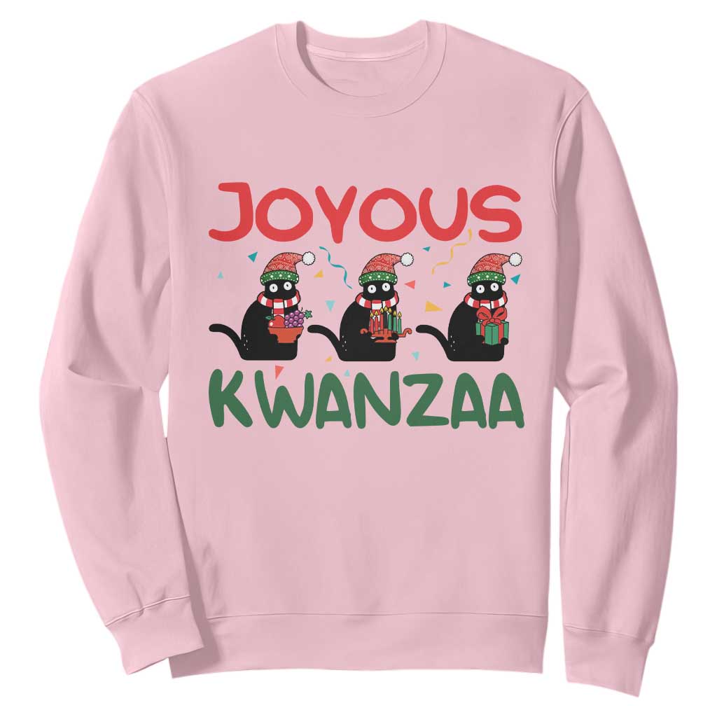 Joyous Kwanzaa Sweatshirt Funny Cats With Kinara And Presents Cultural Pride Gift TS12 Light Pink Print Your Wear