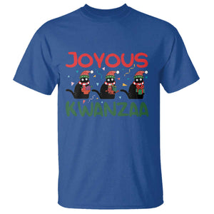Joyous Kwanzaa T Shirt Funny Cats With Kinara And Presents Cultural Pride Gift TS12 Royal Blue Print Your Wear