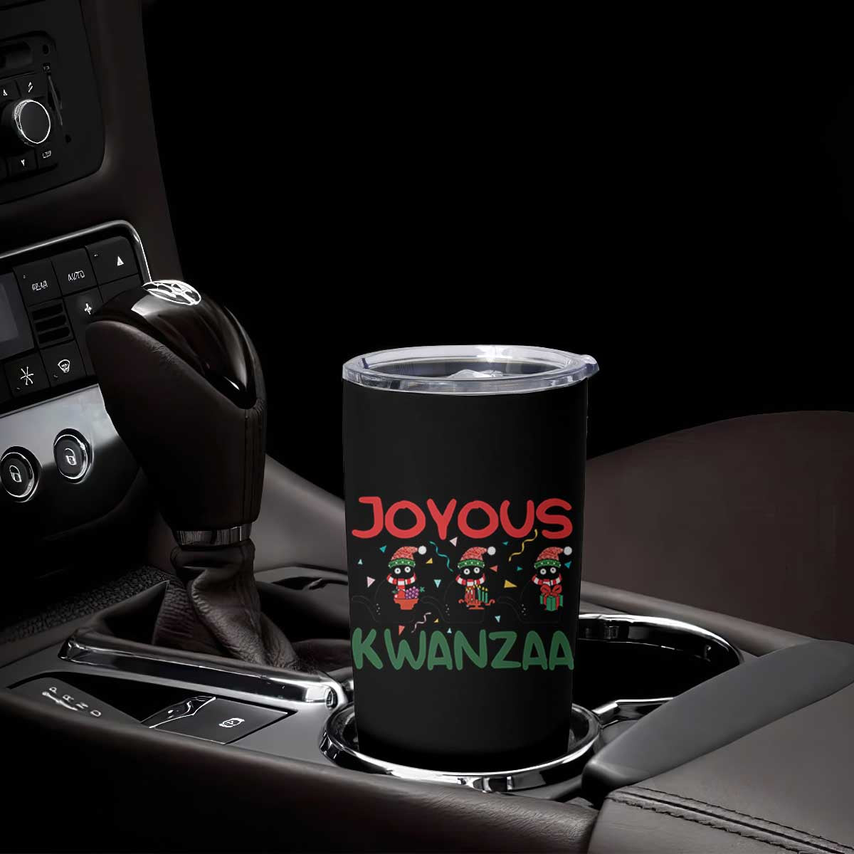 Joyous Kwanzaa Tumbler Cup Funny Cats With Kinara And Presents Cultural Pride Gift TS12 Print Your Wear