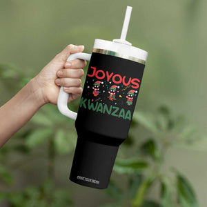 Joyous Kwanzaa Tumbler With Handle Funny Cats With Kinara And Presents Cultural Pride Gift TS12 Print Your Wear