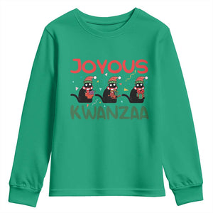 Joyous Kwanzaa Youth Sweatshirt Funny Cats With Kinara And Presents Cultural Pride Gift TS12 Irish Green Print Your Wear