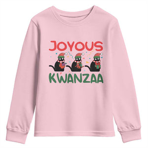 Joyous Kwanzaa Youth Sweatshirt Funny Cats With Kinara And Presents Cultural Pride Gift TS12 Light Pink Print Your Wear