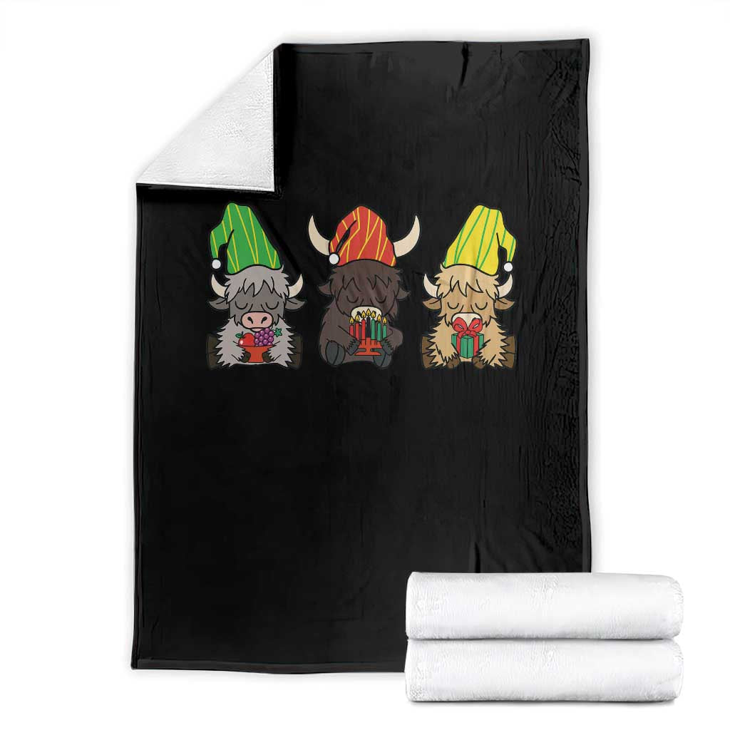 Funny Highland Cow With Kinara And Presents Cultural Pride Gift Throw Blanket TS12 Black Print Your Wear
