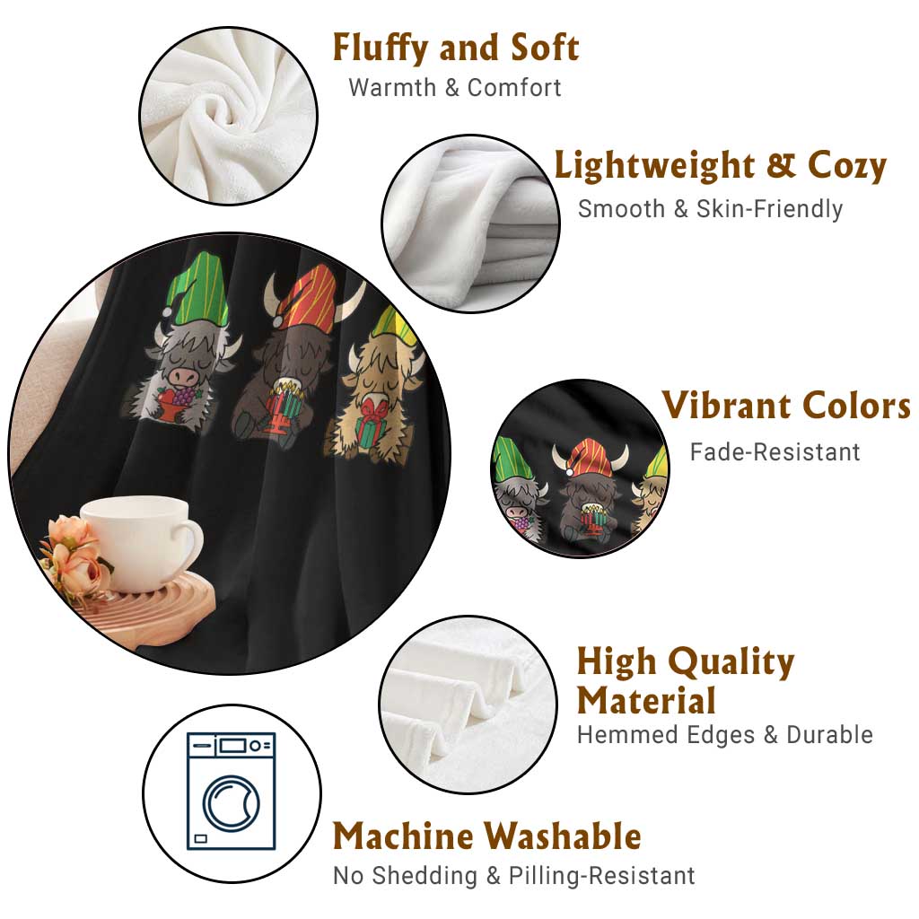 Funny Highland Cow With Kinara And Presents Cultural Pride Gift Throw Blanket TS12 Print Your Wear