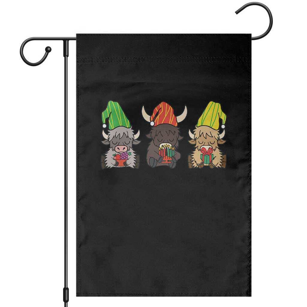 Funny Highland Cow With Kinara And Presents Cultural Pride Gift Garden Flag TS12 Black Print Your Wear