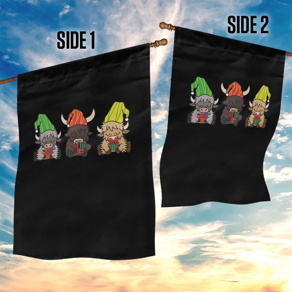 Funny Highland Cow With Kinara And Presents Cultural Pride Gift Garden Flag TS12 Print Your Wear
