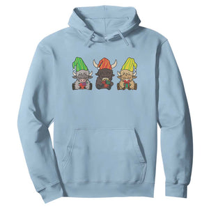 Funny Highland Cow With Kinara And Presents Cultural Pride Gift Hoodie TS12 Light Blue Print Your Wear
