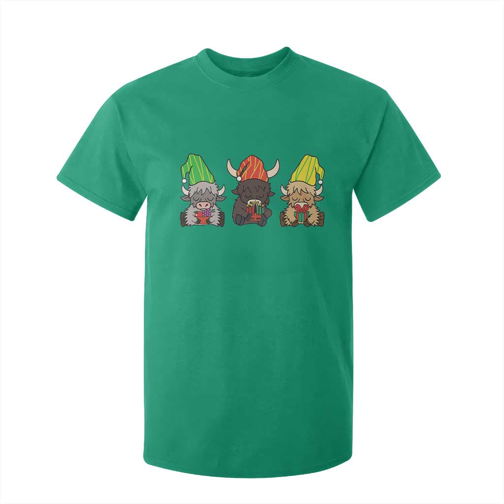 Funny Highland Cow With Kinara And Presents Cultural Pride Gift T Shirt For Kid TS12 Irish Green Print Your Wear