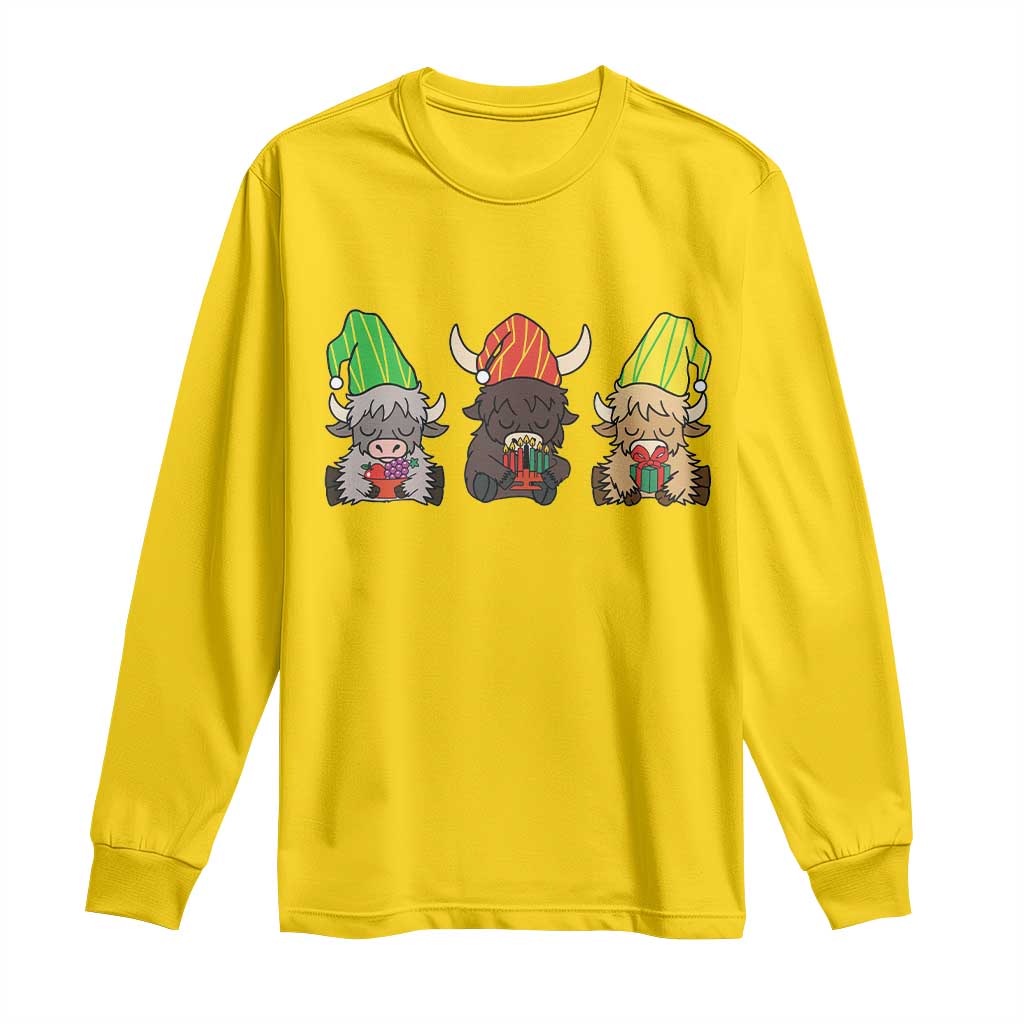 Funny Highland Cow With Kinara And Presents Cultural Pride Gift Long Sleeve Shirt TS12 Daisy Print Your Wear