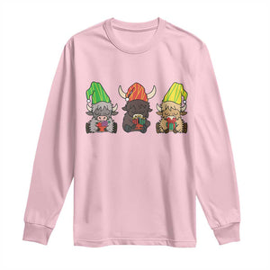 Funny Highland Cow With Kinara And Presents Cultural Pride Gift Long Sleeve Shirt TS12 Light Pink Print Your Wear