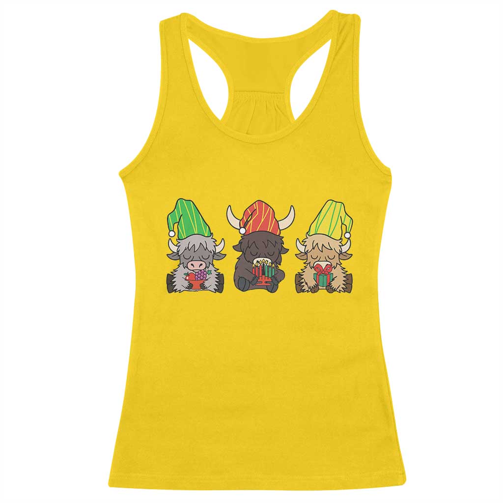 Funny Highland Cow With Kinara And Presents Cultural Pride Gift Racerback Tank Top TS12 Daisy Print Your Wear