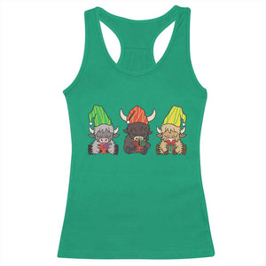 Funny Highland Cow With Kinara And Presents Cultural Pride Gift Racerback Tank Top TS12 Irish Green Print Your Wear