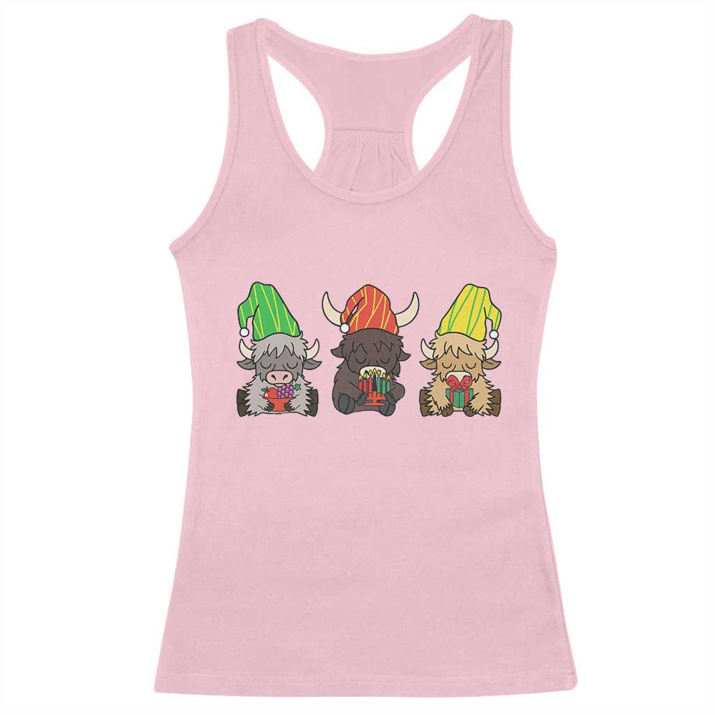 Funny Highland Cow With Kinara And Presents Cultural Pride Gift Racerback Tank Top TS12 Light Pink Print Your Wear