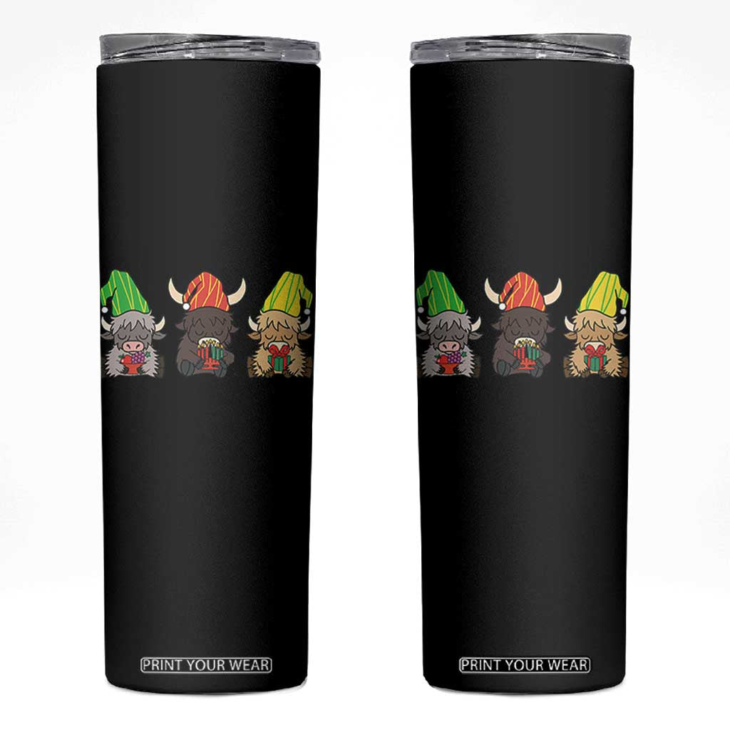 Funny Highland Cow With Kinara And Presents Cultural Pride Gift Skinny Tumbler TS12 Black Print Your Wear