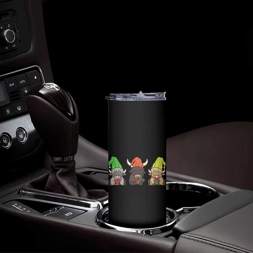 Funny Highland Cow With Kinara And Presents Cultural Pride Gift Skinny Tumbler TS12 Print Your Wear